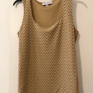 Kasper Beige Crochet Chevron Tank Top